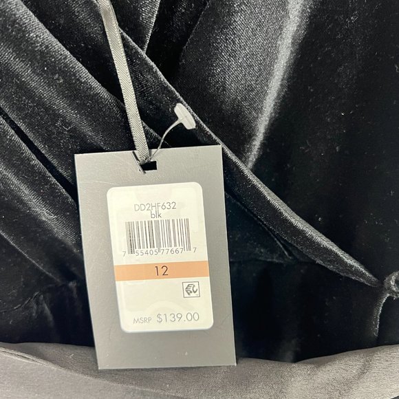 NWT DKNY Velvet Midi Wrap Dress Sleeveless Black Size 12 NEW $139 - Picture 7 of 12